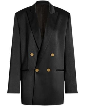 Alberta Ferretti Jassen ,Zwart ,Satijn Glanzende Satijnen Double-Breasted Jas
