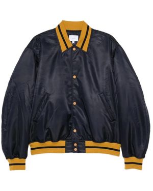Rhude Jassen ,Blauw ,Polyester Logo-Patch Jas Met Gestreepte Boorden