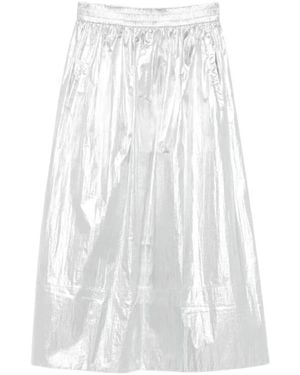 Tibi Metallic Nylon Pull On Full Skirt - Wit