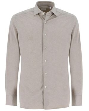 Xacus Elegantes hemd mit französischem kragen und perlmuttknöpfen - Grau
