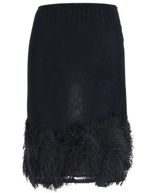 Semicouture Rokken ,Zwart ,Midi-Rok Met Veren