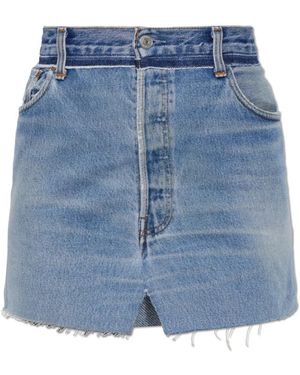 Vetements Korte Broeken ,Blauw ,Denim Vintage-Effect Denim Skirt