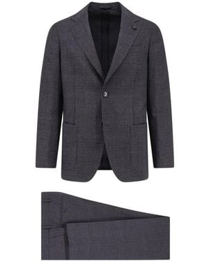 Lardini Kostuums ,Grijs ,Wol Roma Single-Breasted Suit - Blauw