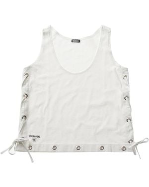 Blauer Sleeveless Tops - White
