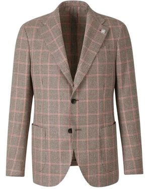 Lardini Jassen ,Bruin ,Leer Prince Of Wales-Jas