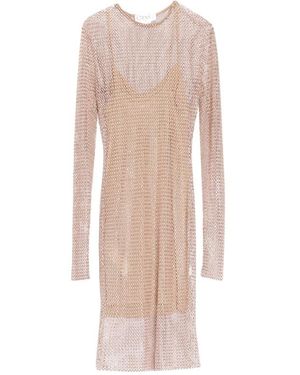 Genny Pearl And Crystal Mesh Dress - Roze