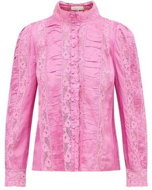 LoveShackFancy Spitzentop mit plissiertem body - rosa - Pink