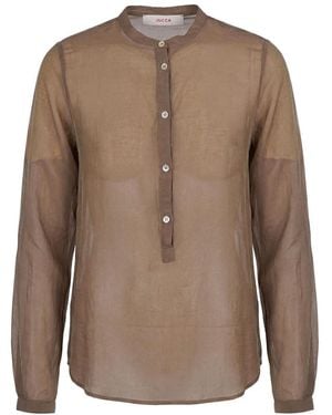 Jucca Overhemden ,Bruin ,Katoen Camicia Coreana Semi Trasparente