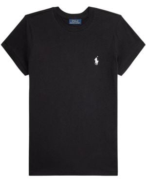 Ralph Lauren Tops ,Zwart ,Katoen Klassiek T-Shirt Met Ronde Hals