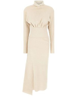 Lanvin Midi-Kleid Aus Wolle Und Kaschmir - Natur