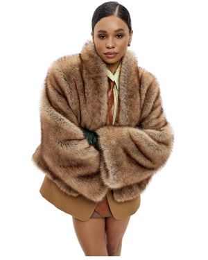 CESARE GASPARI Jassen ,Bruin ,Polyester Faux Fur Shearling Jassen