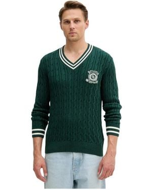 Guess Eco Hewie Zopfstrick Pullover - Grün