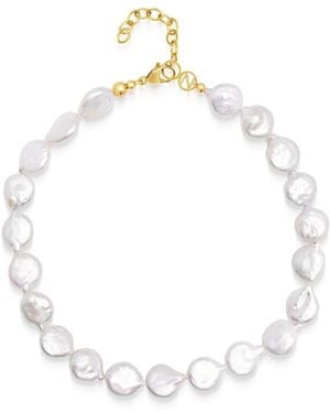 Nialaya Como Flat Pearl Choker - Weiß
