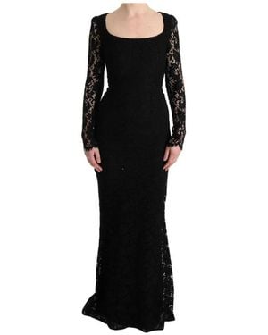 Dolce & Gabbana Bloemen Kant Jurk - Zwart