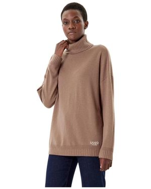 Liu Jo Truien & Vesten ,Bruin ,Wol Wool Turtleneck - Naturel