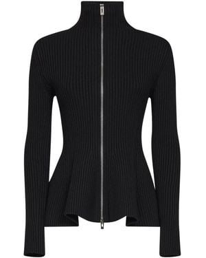 Alaïa Truien & Vesten ,Zwart ,Wol Ribbed Wool Peplum Cardigan