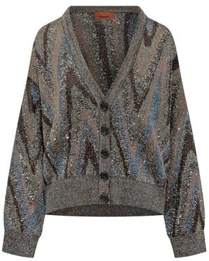 Missoni Truien & Vesten ,Veelkleurig ,V-Hals Vest - Grijs