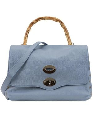 Zanellato Gestructureerde Leren Schoudertas - Blauw