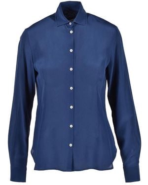 Barba Napoli Camicia in seta - Blu