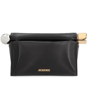 Jacquemus Metallische lederclutch mit kartenschlitz - Schwarz