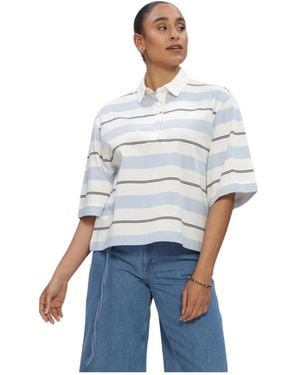 SELECTED Tops ,Veelkleurig ,Katoen Slfrelaxed Mellie 2/4 Polo - Blauw