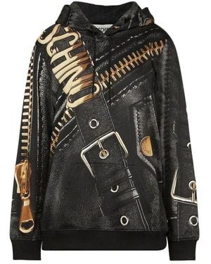 Moschino Marco Biker Hooded Sweatshirt - Zwart