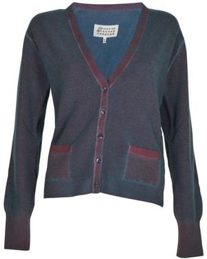 Maison Margiela V-Hals Cardigan Met Opgestikte Zakken - Blauw