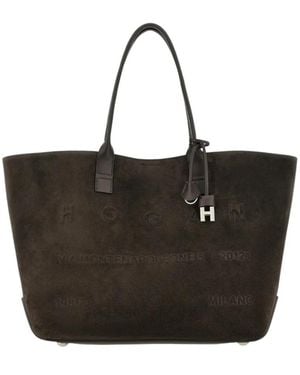 Hogan Tassen ,Bruin ,Leer Address Shopping Bag - Zwart
