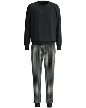 CALIDA Nachtkleding ,Zwart ,Katoen Relax Cosy Vibes 4 Cuffed Pyjama