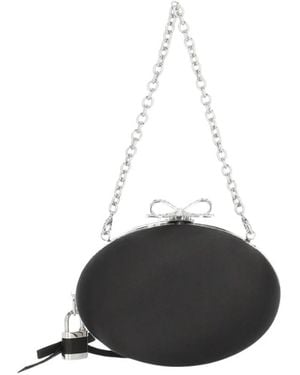 Self-Portrait Tassen ,Zwart ,Polyester Satin Oval Clutch