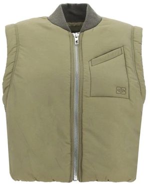 Ganni Gilet trapuntato verde oliva imbottito