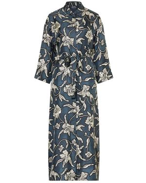 Max Mara Seidenblumenhemdkleid - Blau