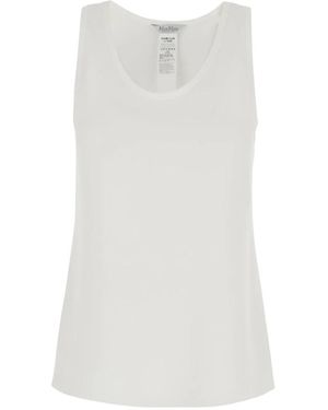 Max Mara Tops ,Wit ,Denim Pavido Tanktop Met Geborduurd Logo