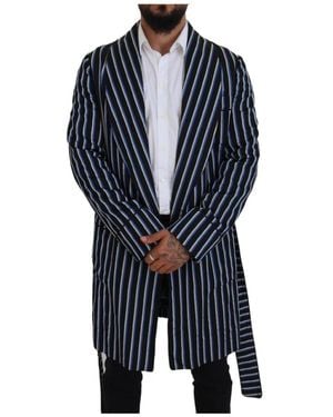 Dolce & Gabbana Gestreifter Morgenmantel Mit Schalkragen - Blau