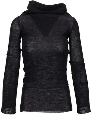 Ann Demeulemeester Truien & Vesten ,Zwart ,Zwarte Drop Shoulder Gebreide Top