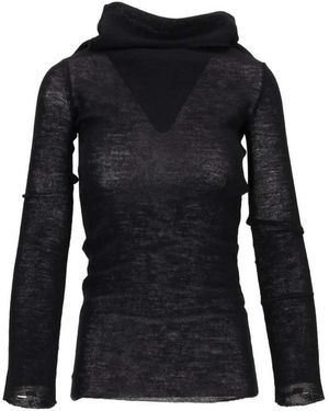 Ann Demeulemeester Schwarzer Strickpullover Mit Freiliegenden Schultern