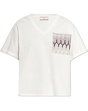 Akep Tops ,Wit ,Katoen T-Shirt Met Zak