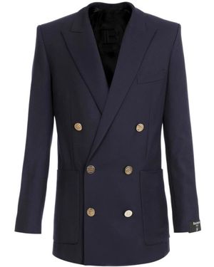 Balmain Double-Breasted Blazer Met Knopen - Blauw