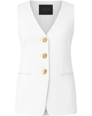 Liu Jo Jassen ,Wit ,Leer Regular-Fit Gilet