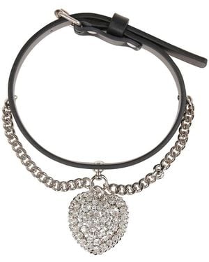 Alessandra Rich Accessoires ,Grijs ,Leer Ketting Choker - Metallic