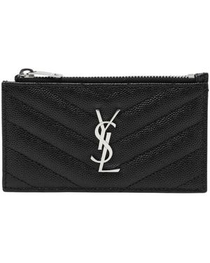 Saint Laurent Cassandre Matelassé Fragments Kartenetui Mit Reißverschluss - Schwarz