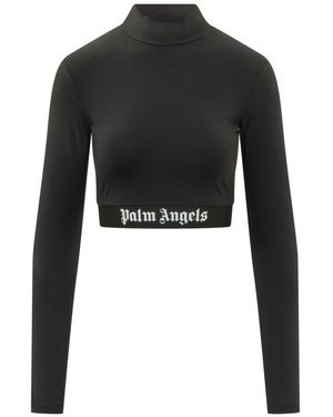 Palm Angels Logo Waistband Mockneck Top - Schwarz