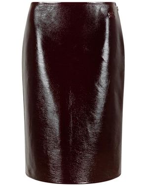 Courreges Rokken ,Bruin ,Leer Burgundy Patent Pencil Skirt