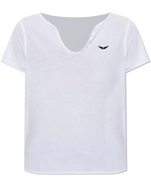 Zadig & Voltaire Tops ,Wit ,Katoen Bedruikt T-Shirt