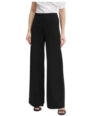 Theory Hosen Mit Weitem Bein Und Hoher Taille Mit Nahtdetails - Schwarz