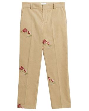 Soulland Pantalones de trabajo de pana bordados - Neutro