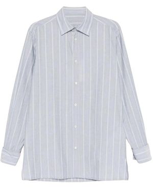 Maison Margiela Gestreept Katoenen Poplin Overhemd - Wit