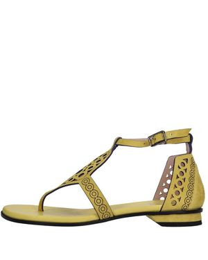 Fabi Schoenen ,Geel ,Leer Asiago Platte Teenslipper - Naturel