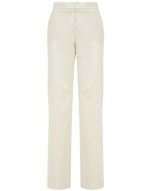 MVP WARDROBE Klassische Leinen Gestreifte Hose - Weiß
