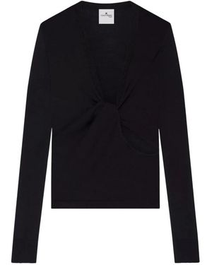Courreges Truien & Vesten ,Zwart ,V-Neck Truien - Blauw